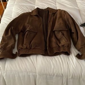 Mens brown suede waisted coat